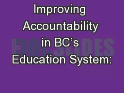 Improving Accountability in BC’s Education System: