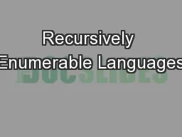 Recursively Enumerable Languages