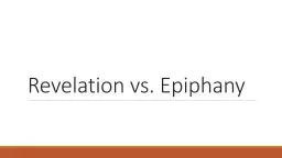 Revelation vs. Epiphany