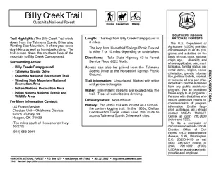Trail Highlights The Billy Creek Trail winds down from