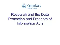 Research and the Data Protection and Freedom of Information
