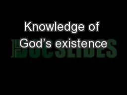 Knowledge of God’s existence