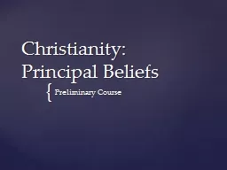 Christianity: Principal Beliefs