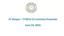IIT Kanpur – FY2014-15 summary financials