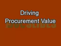 Driving Procurement Value