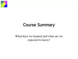 Course Summary