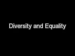 Diversity and Equality