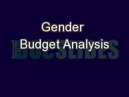 Gender Budget Analysis