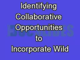 Identifying Collaborative Opportunities to Incorporate Wild
