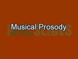 Musical Prosody