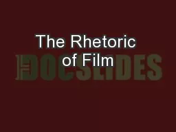 The Rhetoric of Film