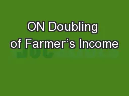 ON Doubling of Farmer’s Income