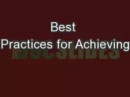 Best Practices for Achieving