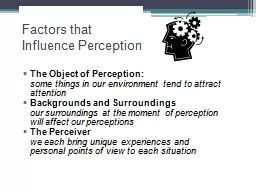 Factors that Influence Perception