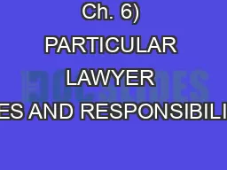 Ch. 6) PARTICULAR LAWYER ROLES AND RESPONSIBILITIES