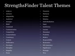 StrengthsFinder Talent Themes