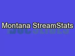 Montana StreamStats