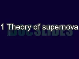 1 Theory of supernova