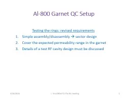 Al-800 Garnet QC Setup