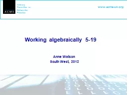 Working algebraically 5-19