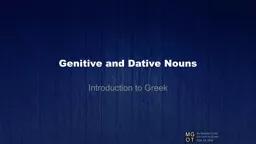 Genitive and Dative Nouns