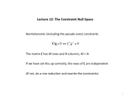 Lecture 12: The Constraint Null Space