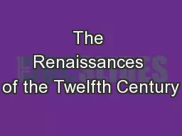 The Renaissances of the Twelfth Century