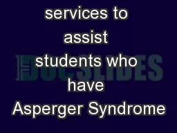 REAL services to assist students who have Asperger Syndrome