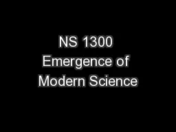 NS 1300 Emergence of Modern Science