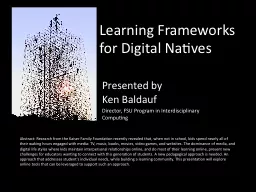 Learning Frameworks for Digital Natives