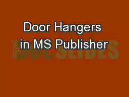 Door Hangers in MS Publisher