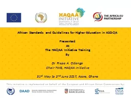 African Standards and Guidelines for Higher Education in AS