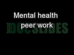 Mental health peer work