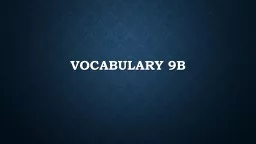 Vocabulary 9B