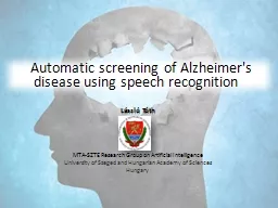 Automatic screening of Alzheimer's
