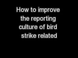 How to improve the reporting culture of bird strike related
