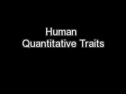 Human Quantitative Traits