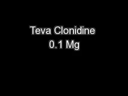 Teva Clonidine 0.1 Mg