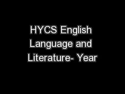 HYCS English Language and Literature- Year