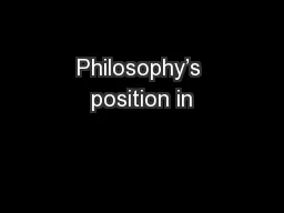 Philosophy’s position in