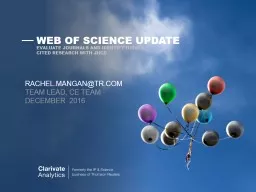 Web of Science update