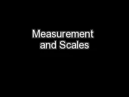 Measurement and Scales