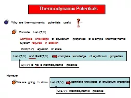 Thermodynamic Potentials