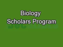 Biology Scholars Program