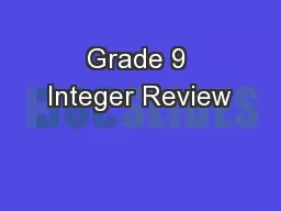 Grade 9 Integer Review