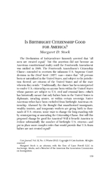 Is Birthright Citizenship Good for America Margaret D