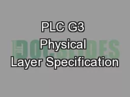 PLC G3 Physical Layer Specification