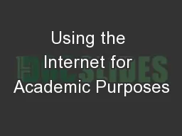 Using the Internet for Academic Purposes