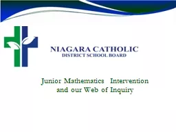 Junior Mathematics Intervention  and our Web of Inquiry