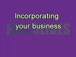 Incorporating your business